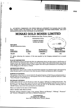 Prospectus of Minaki Gold Mines