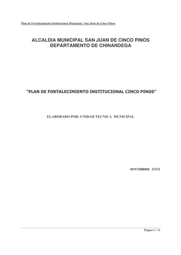 Plan De Fortalecimiento Institucional Cinco Pinos“