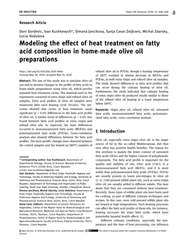 Modeling the Effect of Heat Treatment on Fatty Acid Composition in Home-Made Olive Oil Preparations