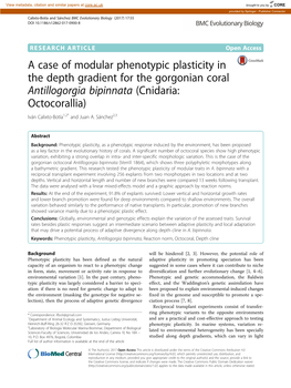 A Case of Modular Phenotypic Plasticity in the Depth