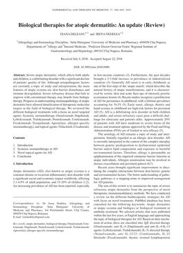 Biological Therapies for Atopic Dermatitis: an Update (Review)