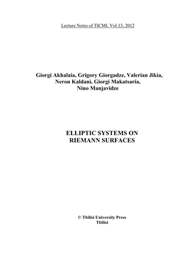 Elliptic Systems on Riemann Surfaces