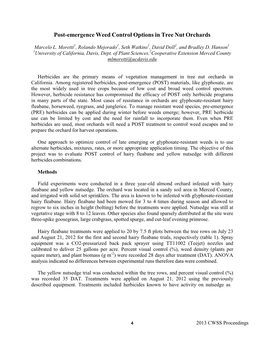 Post-Emergence Weed Control Options in Tree Nut Orchards