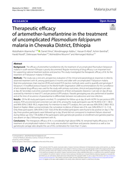 Therapeutic Efficacy of Artemether-Lumefantrine in the Treatment of Uncomplicated Plasmodium Falciparum Malaria in Chewaka Distr