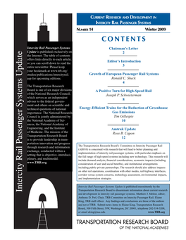 Current Research and Development in Intercity Rail Passenger Systems