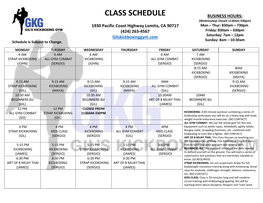 Class Schedule