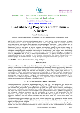 Bio-Enhancing Properties of Cow Urine – a Review