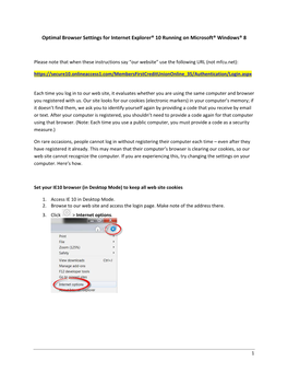 Optimal Browser Settings for Internet Explorer® 10 Running on Microsoft® Windows® 8