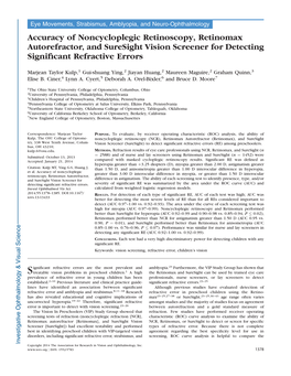 Accuracy of Noncycloplegic Retinoscopy, Retinomax Autorefractor, and Suresight Vision Screener for Detecting Signiﬁcant Refractive Errors