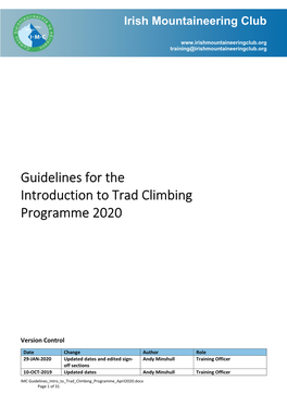 Guidelines for the Introduction to Trad Climbing Programme 2020