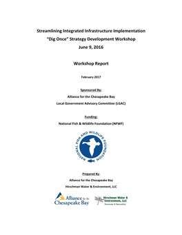 Streamlining Integrated Infrastructure Implementation “Dig Once” Strategy Development Workshop June 9, 2016