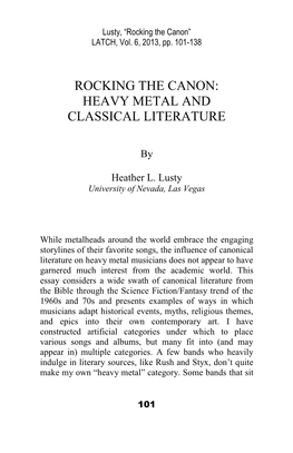 Heavy Metal and Classical Literature