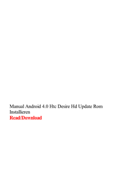 Manual Android 4.0 Htc Desire Hd Update Rom Installieren
