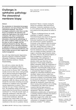 Challenges in Ophthalmic Pathology: the Vitreoretinal Membrane Biopsy