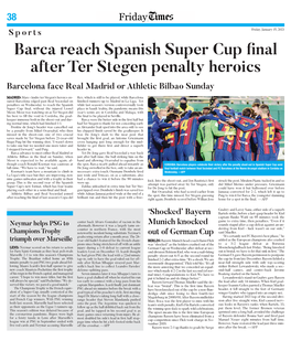 Barca Reach Spanish Super Cup Final After Ter Stegen Penalty Heroics Barcelona Face Real Madrid Or Athletic Bilbao Sunday