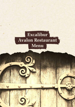 Excalibur Avalon Restaurant Menu