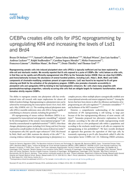 C/EBP Creates Elite Cells for Ipsc Reprogramming by Upregulating