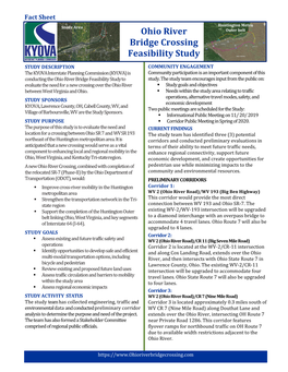 Ohio River Bridge Crossing Feasibility Study Advance, Detailed Public Involvement, Environmental Studies, Roadway Alignments and Bridge Designs Would Occur