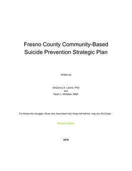 Fresno County Community-Based Suicide Prevention Strategic Plan