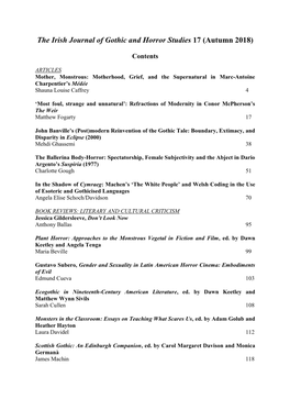 The Irish Journal of Gothic and Horror Studies 17 (Autumn 2018)