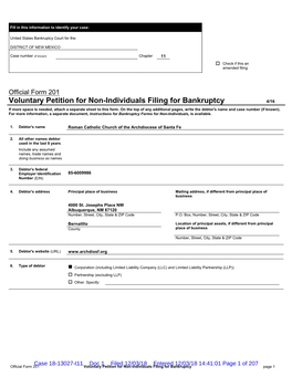 Voluntary Petition for Non-Individuals Filing for Bankruptcy 4/16 If More Space Is Needed, Attach a Separate Sheet to This Form