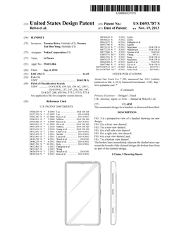 (12) United States Design Patent (10) Patent No.: US D693,787 S Reivo Et Al