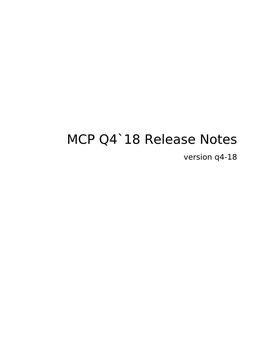MCP Q4`18 Release Notes Version Q4-18 Mirantis Cloud Platform Release Notes Version Q4`18