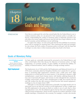 Conduct of Monetary Policy: Goals and Targets