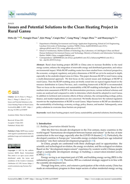 Issues and Potential Solutions to the Clean Heating Project in Rural Gansu