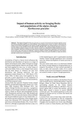 Impact of Human Activity on Foraging Flocks and Populations of the Alpine Chough Pyrrhocorax Graculus