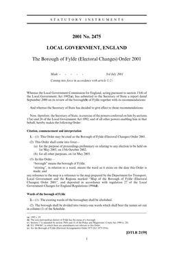 2001 No. 2475 LOCAL GOVERNMENT, ENGLAND The