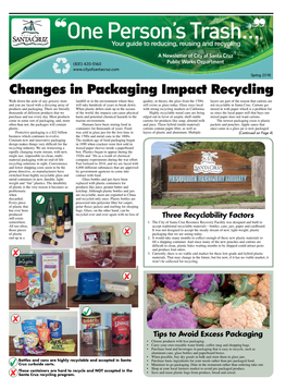 Changes in Packaging Impact Recycling Right in Santa Cruz