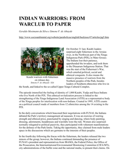 Indian Warriors: from Warclub to Paper