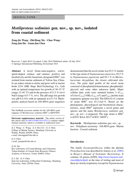 Motiliproteus Sediminis Gen. Nov., Sp. Nov., Isolated from Coastal Sediment