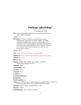 Package 'Physiology'