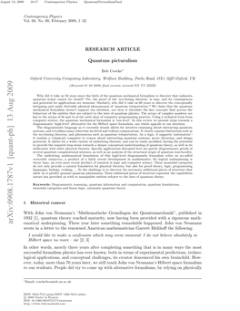 Arxiv:0908.1787V1 [Quant-Ph] 13 Aug 2009 Ematical Underpinning