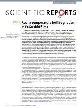 Room-Temperature Helimagnetism in Fege Thin Films S