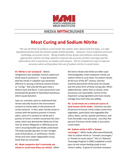 Meat Curing and Sodium Nitrite