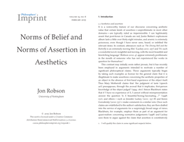 Norms of Belief and Norms of Assertion in Aesthetics