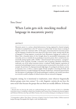 When Latin Gets Sick: Mocking Medical Language in Macaronic Poetry