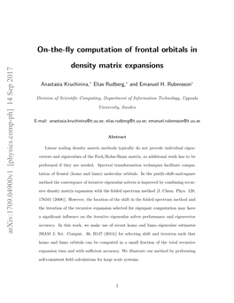 On-The-Fly Computation of Frontal Orbitals in Density Matrix