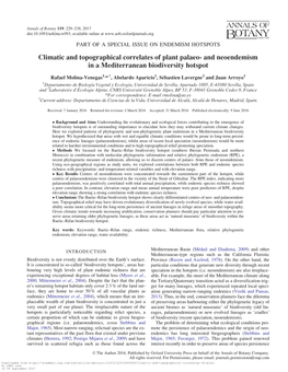 And Neoendemism in a Mediterranean Biodiversity Hotspot