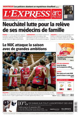 Le NUC Attaque La Saison Avec De Grandes Ambitions DAVID MARCHON VAL-DE-TRAVERS Parmigiani Rend Hommage À Nicola Spirig PAGE 11