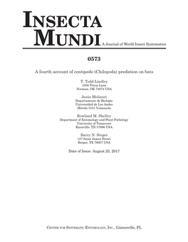 INSECTA MUNDIA Journal of World Insect Systematics