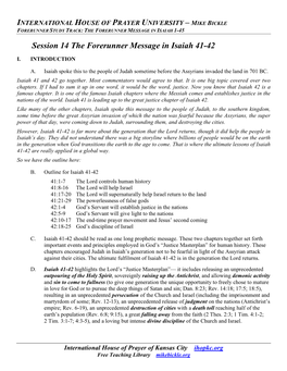 FST14.The Forerunner Message in Isaiah 41-42.Study Notes.171208