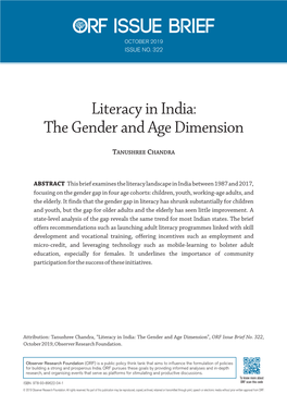 Literacy in India: the Gender and Age Dimension