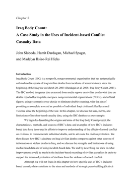 Iraq Body Count As a Case Study in the Use Of