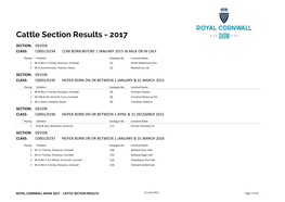 Cattle Section Results - 2017