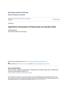 Algorithmic Factorization of Polynomials Over Number Fields