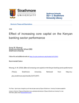 Effect of Increasing Core Capital on the Kenyan Banking Sector Performance